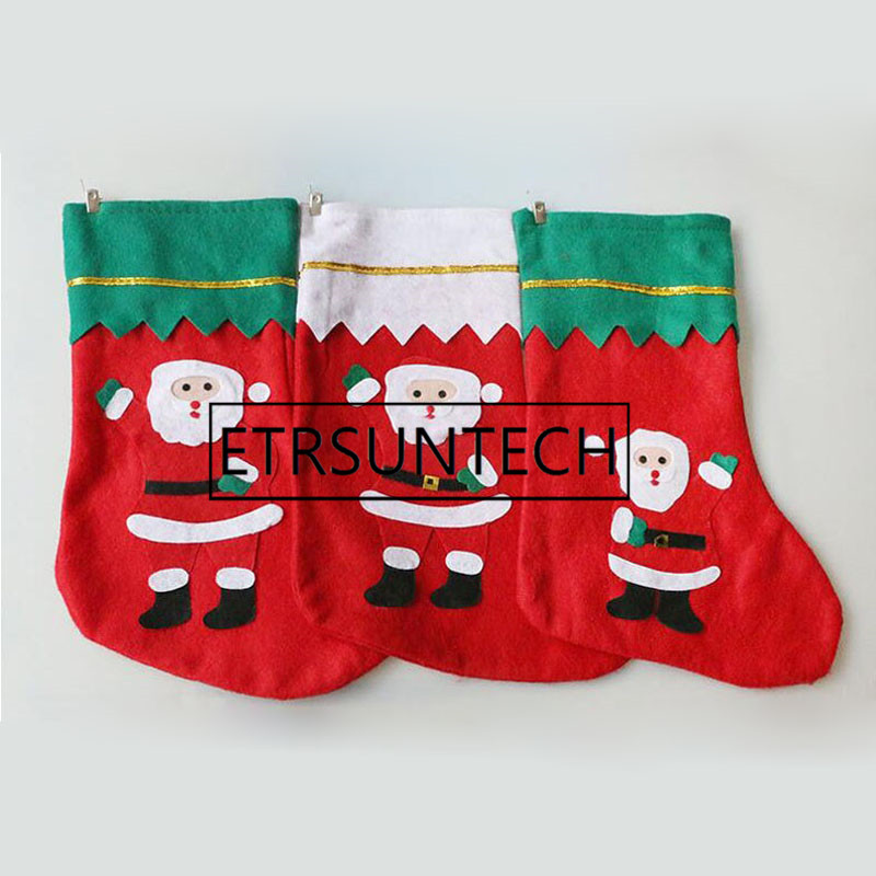 

100pcs Christmas Tree Decorations Hang Candy Socks Santa Claus Xmas Stockings For Kids Christmas Gift