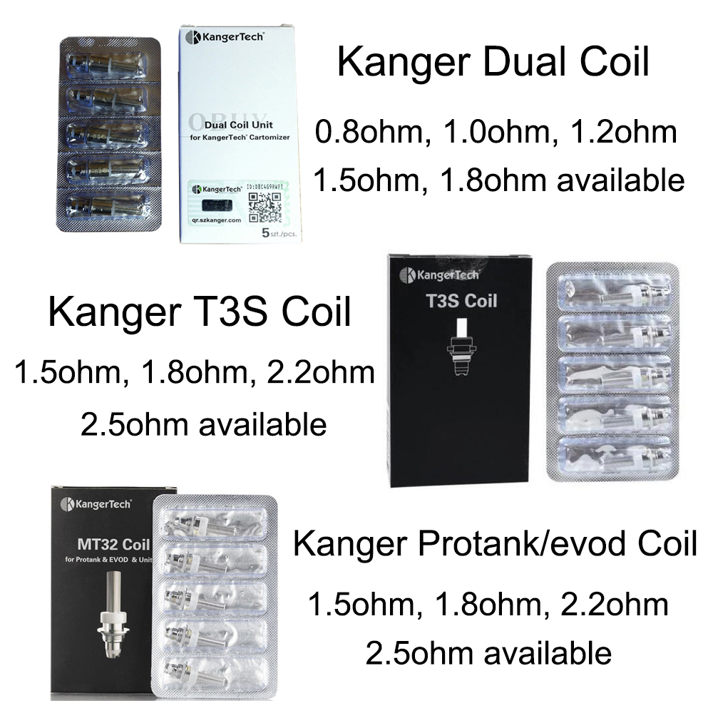 

Authentic Kanger New dual Coil unit protank t3s Coils for kangertech Protank 3 genitank emow aerotank mega T3D evod Mini Protank 2 T3s
