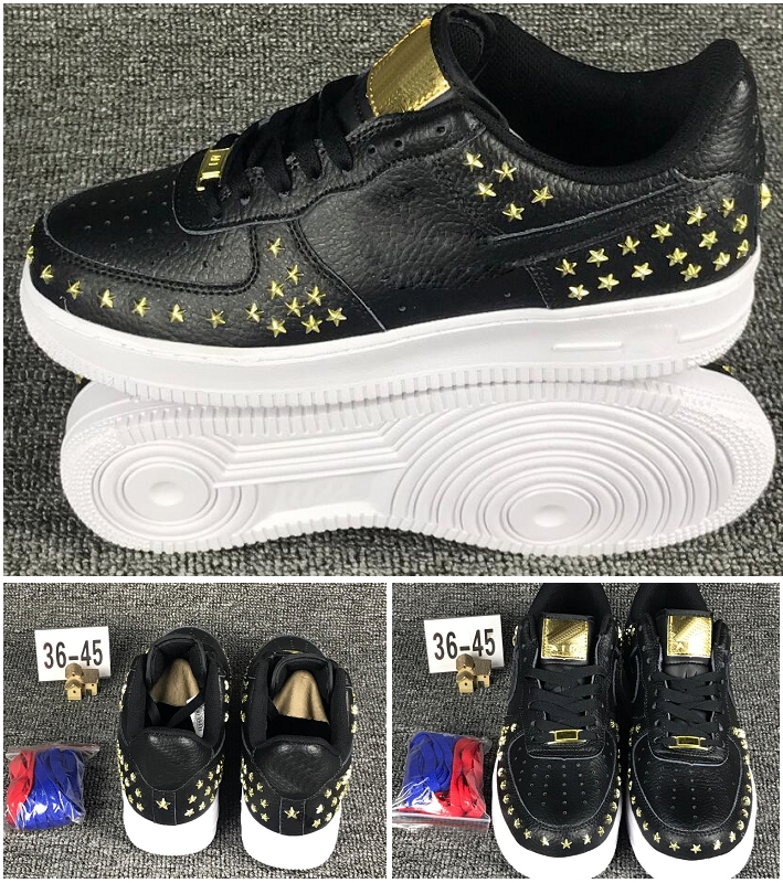

New arrival men's women's Rivet Star Skateboarding sports shoes Couple black white skate leather classics sneaker size EUR36-45 Plate Shoes