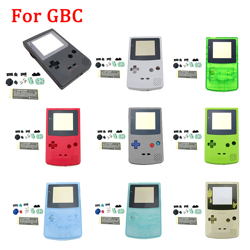 

New Plastic Game Shell Housing Case Cover for Gameboy Color Game Console for GBC Shell with buttons kits sticker label FREE SHIPPING