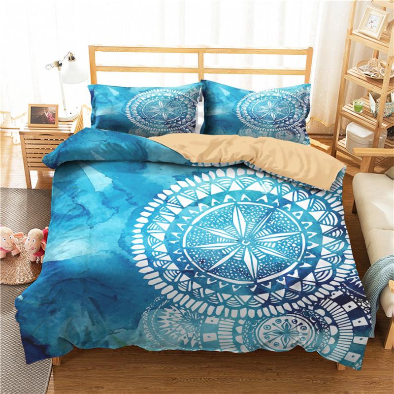 

A Bedding Set 3D Printed Duvet Cover Bed Set Bohemian Mandala Home Textiles for Adults Bedclothes with Pillowcase #MTL05, As pic