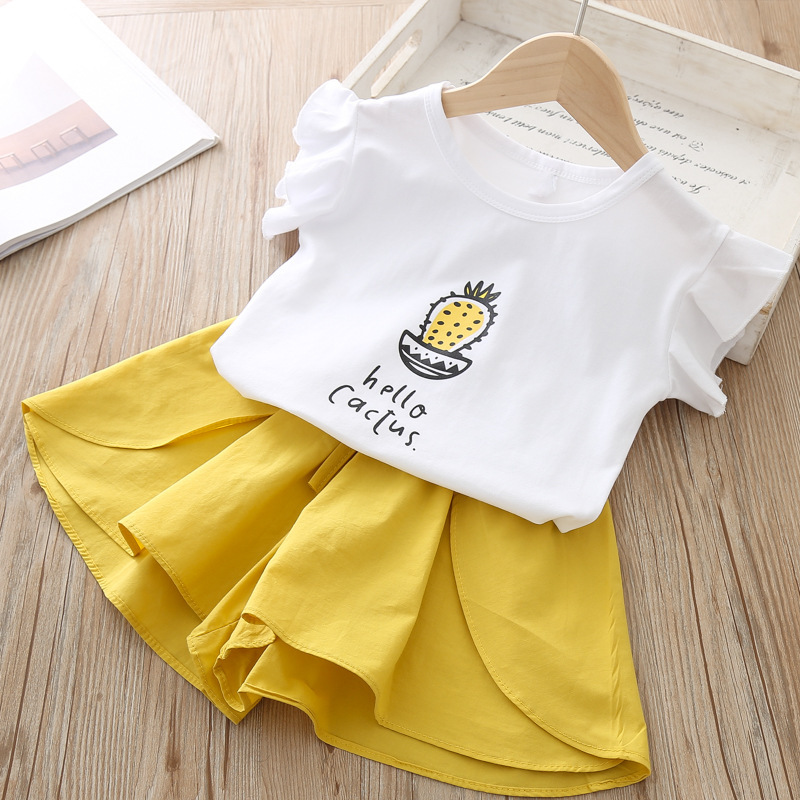 

Vgiee Summer Clothes for Girls 2 to 7 Years Suit Girl Children Short 2 Piece Set Party Bithday Baby Toddler Outfits CC1052, Yellow