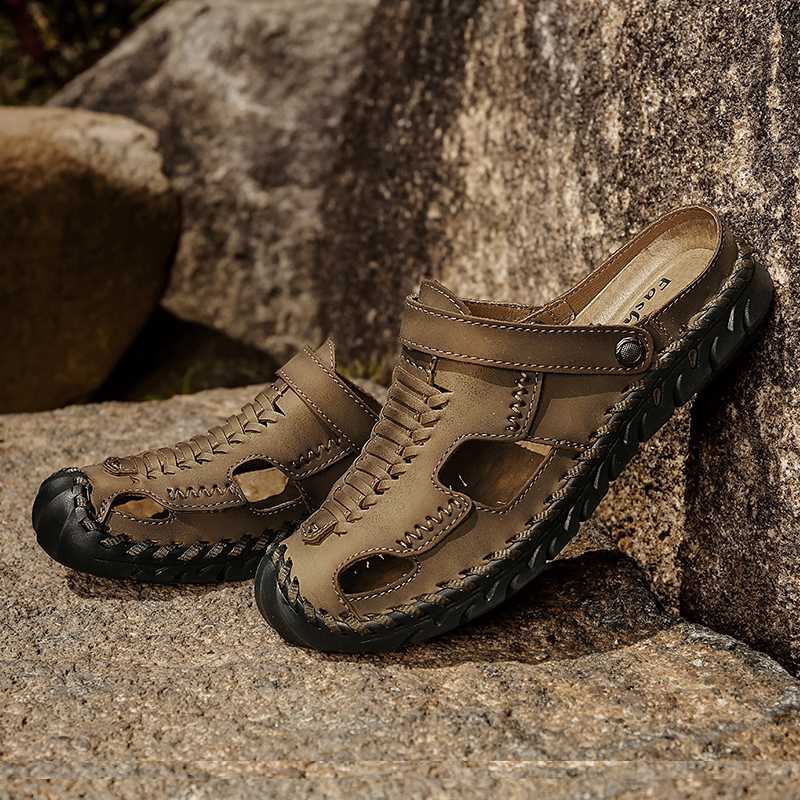 

sandals cuir transpirables playa hombre leather sandalia outdoor work ete sandalet en deportivas big sandles man cuire cuero da, Brown