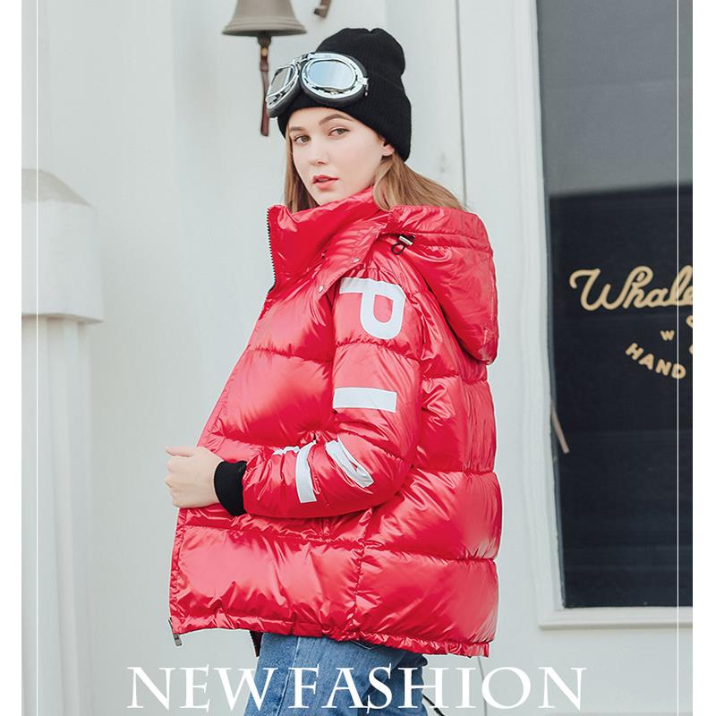

Autumn and winter new style Down cotton clothing women wild 2019 glossy warm street short top fashion teenage coat, Black