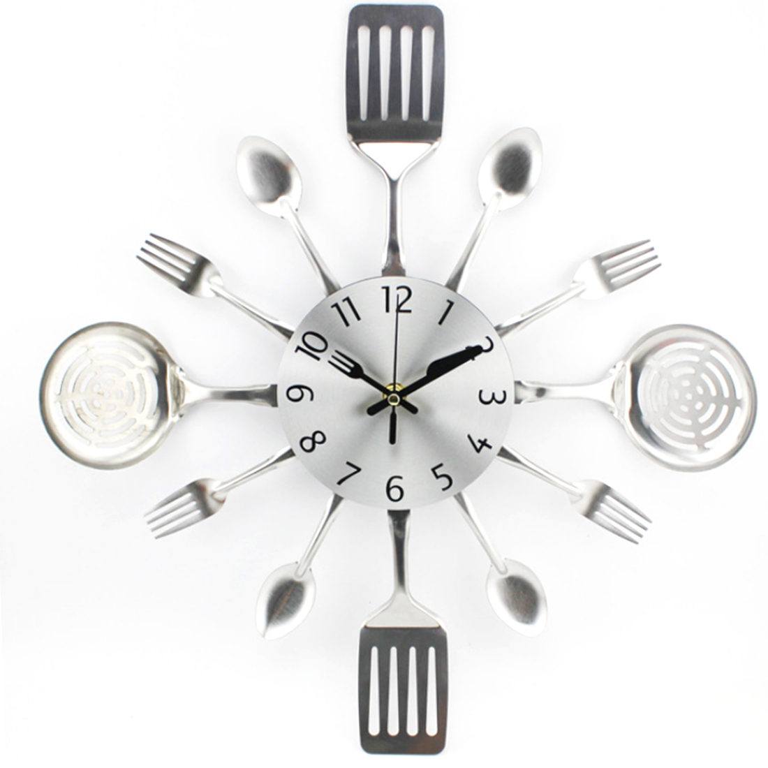 Kitchen Wall Clock 3d Unique Creative Mute Kitchen Utensils Toned Forks Spoons Spatulas Wall Clock Gift Silver Extra Large Wall Clocks Sale Floor Clocks From Daydaylife