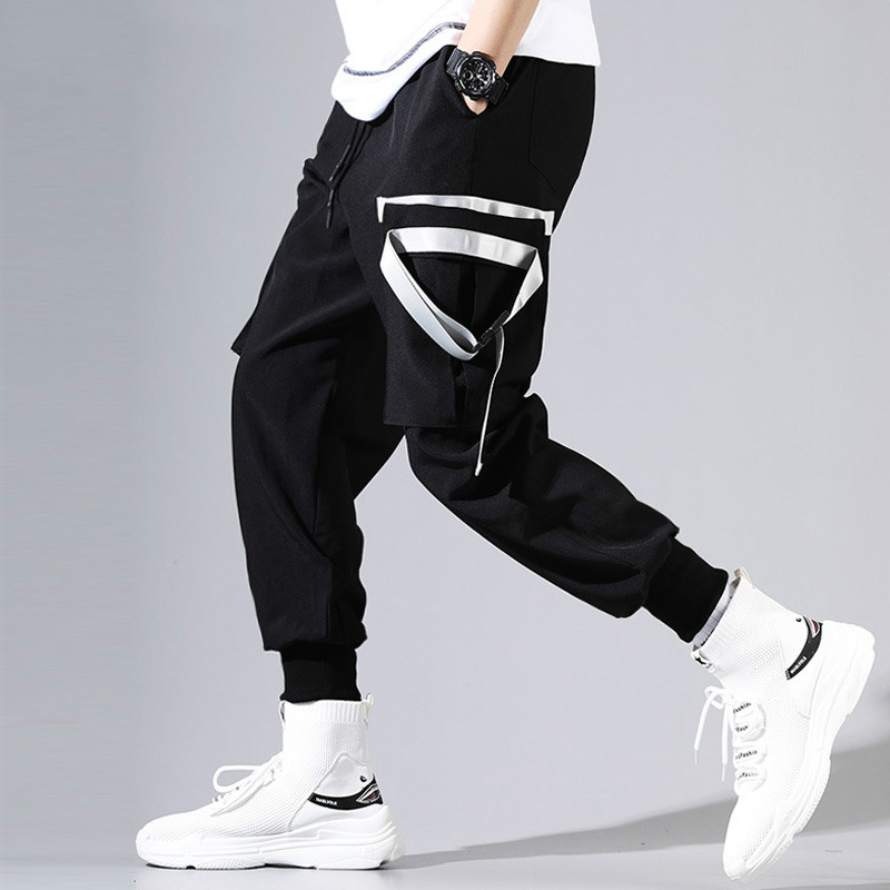 

Hip Hop Cargo Pants Men Loose Harem Pants Men Jogger Sweatpants Baggy Fashion Pocket Streetwear High Street Youth Black
