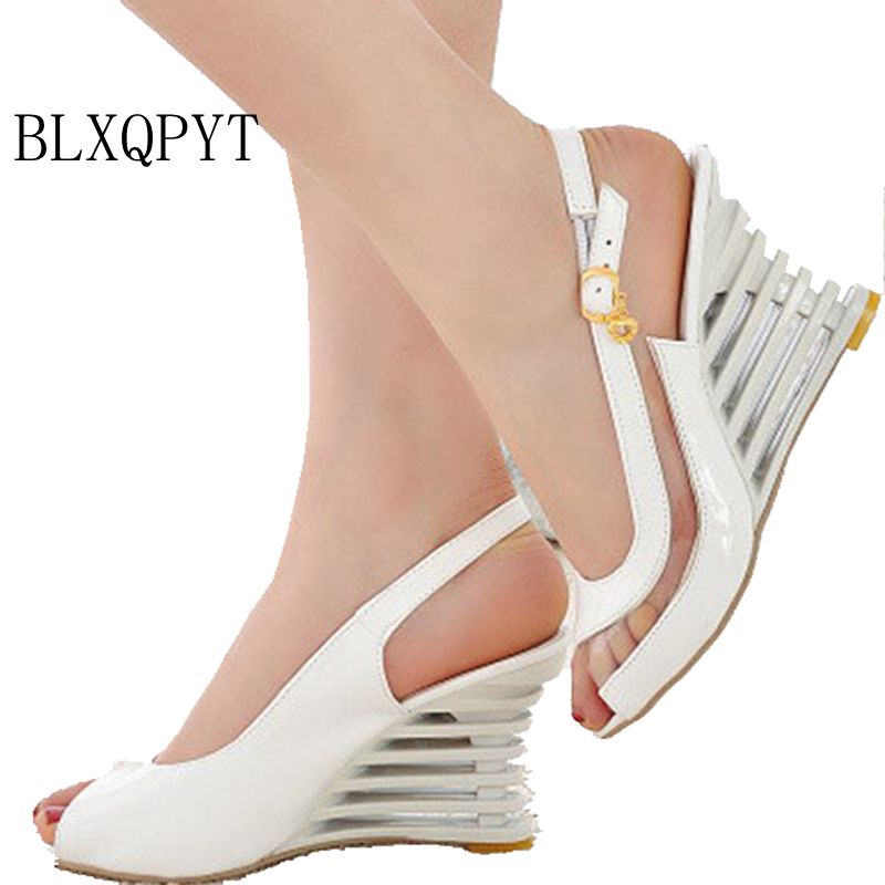 

2017 Real Sandalias Mujer Big Plus Size Shoes Women Sandals Bottom High Heels Sapato Feminino Summer Style Chaussure Femme 3-2, Black