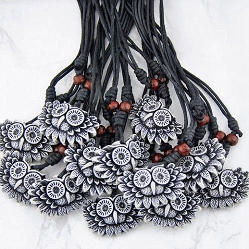 

Wholesale 12pcs cool owl pendant necklace tribal owl charms lucky gift XL50, Silver