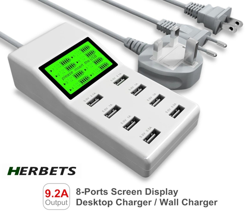 

8 Ports USB Wall Charger LED Display Screen US EU UK Plug Adapter Mobile Phone Charger for smart phone USB Charger