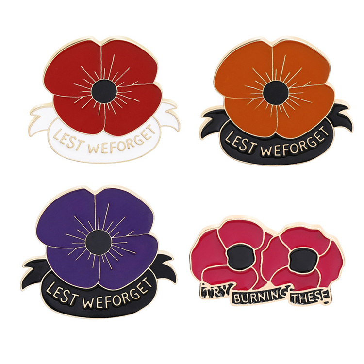 

Red poppy pin Remembrance Sunday brooch Veterans Day lapel pins Memorial Day Flower Jewelry Pins Brooches Wholesale HN56, Mixed colors