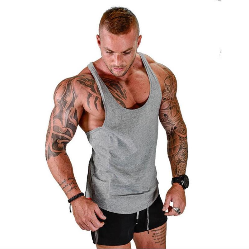 

2020 New Brand Gyms Clothing Sporting Singlet Bodybuilding Stringer Tank Top Men Fitness Shirt Muscle Sleeveless Vest Tank tops, 6 gray