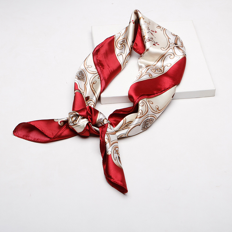 

Spring Simulation Silk Square Turban Female Scarf 90*90cm Handkerchief Printed Neck Elegant Fashion Soft Tulle Scarf Women 2020
