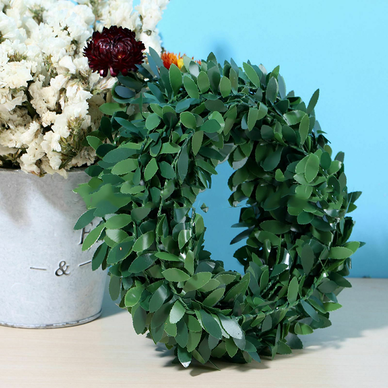 

2019 New 7.5m Length Artificial PVC Round Wreaths Home Party Decorative Hanging Simulation Garlands 8A2281, Gold small leaves