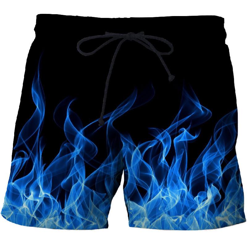 

Blue flame men Beach Shorts pants Fitness quick dry swimwear street funny 3D printing Shorts factory direct, Stk-242