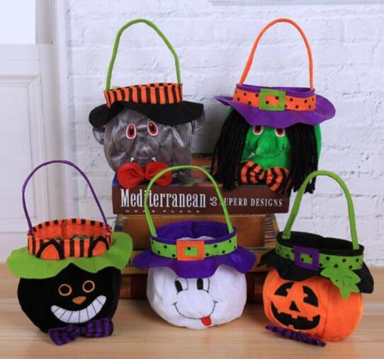 

New Halloween Pumpkin Bucket Cartoon Vampire Black Cat Ghost Witch Handbags Halloween Candy Bag Party Gift Candy Bags