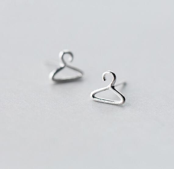 

Stylish Small Hangers Ear Stud Silver Alloy Personalized Girls Birthday Gifts Punk Jewelry Coat Hanger Studs Earrings