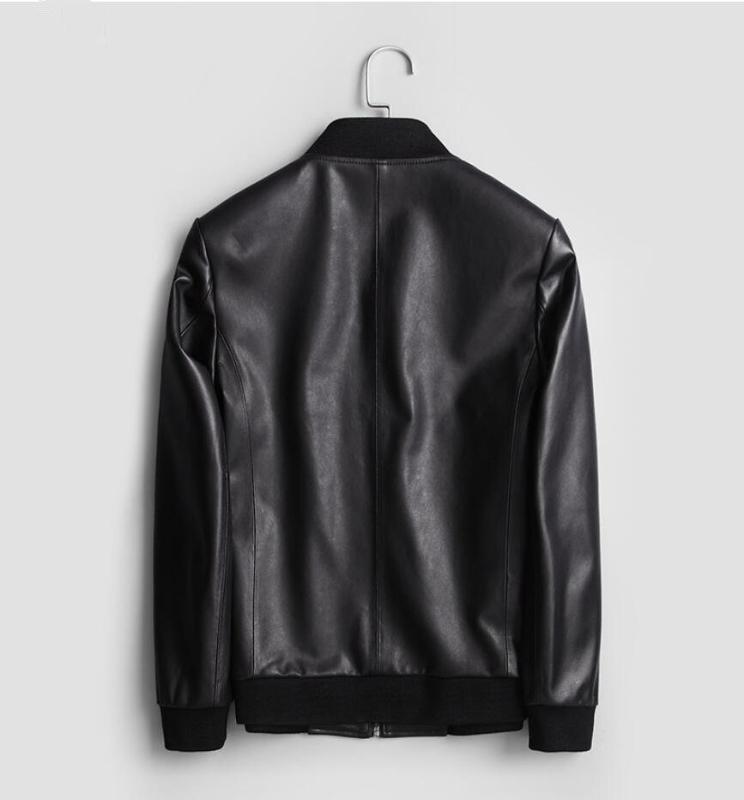 

Real Men 2020 Genuine Sheepskin Leather Bomber Jacket Spring Autumn Plus Size Coat MC28C025 MF626, Black