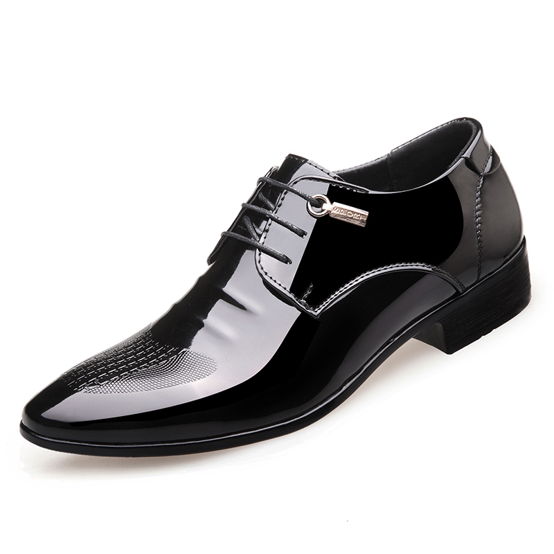 

PU leather Men oxfords Dress Shoes Fashion Lace-up Wedding Black Shoes Mens Pointed Toe formal Office Shoes