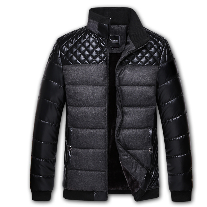 

Middle-aged Daddy Clothes Cotton-padded Clothes Thick Plus Velvet Men's Cotton-padded Jacket Warm Jacket, Black