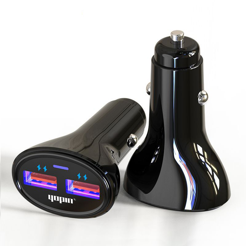 

Dual USB Port Car Charger Universal 5V 2.4A Travel Portable Power Adapter LED Vehicle Intelligent Charging Micro USB Car Plug VT1507