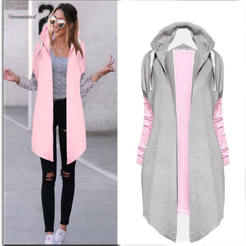 

Women Autumn Jacket Fashion Clothing Patchwork Outerwear Long Coat Womens Hoody Woven Cardigans Spring Casual Coats Female, Black