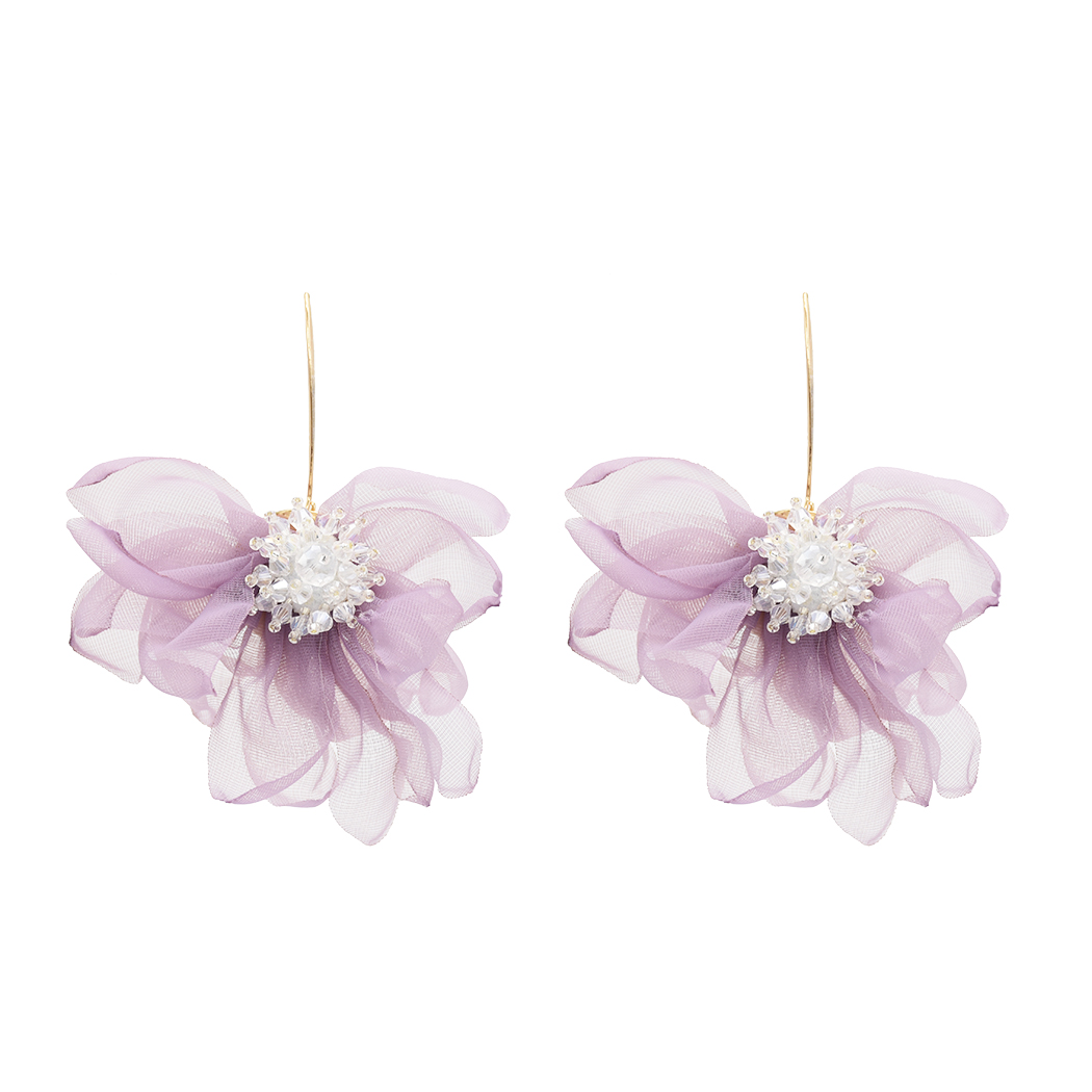 

New fashionable lace flower earrings popular in European and American nightclubs pearl street snap earrings pendant Women Jewelry Gif