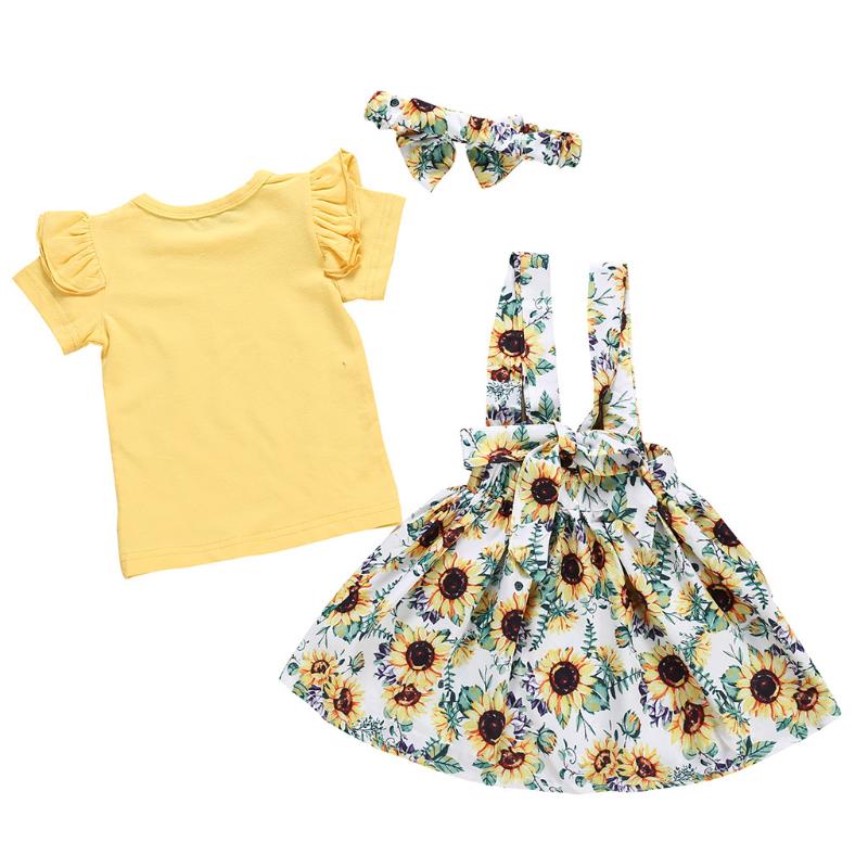 

Baby Sunflower suit 2020 Toddler Kids Baby Girls Tops Floral Skirts Outfits Summer Clothes fashion Girls Clothing Suit, White