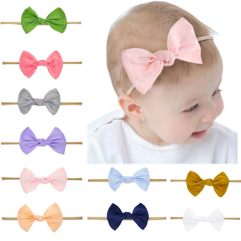 

Hair Bows Nylon Elastic Headband For Girls Kids Fabric Soft Headbands Cute Baby Hair Band Accessories Headwear HC145, Random color