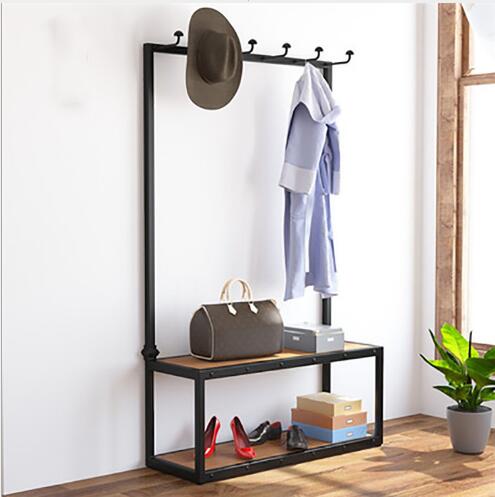 Hall change footstool Solid Wood Clothing Rack Living Room Furniture Clothes Store Hat Racks Women's Cloth shop Baggage Shoes Display shelf-image-489935423