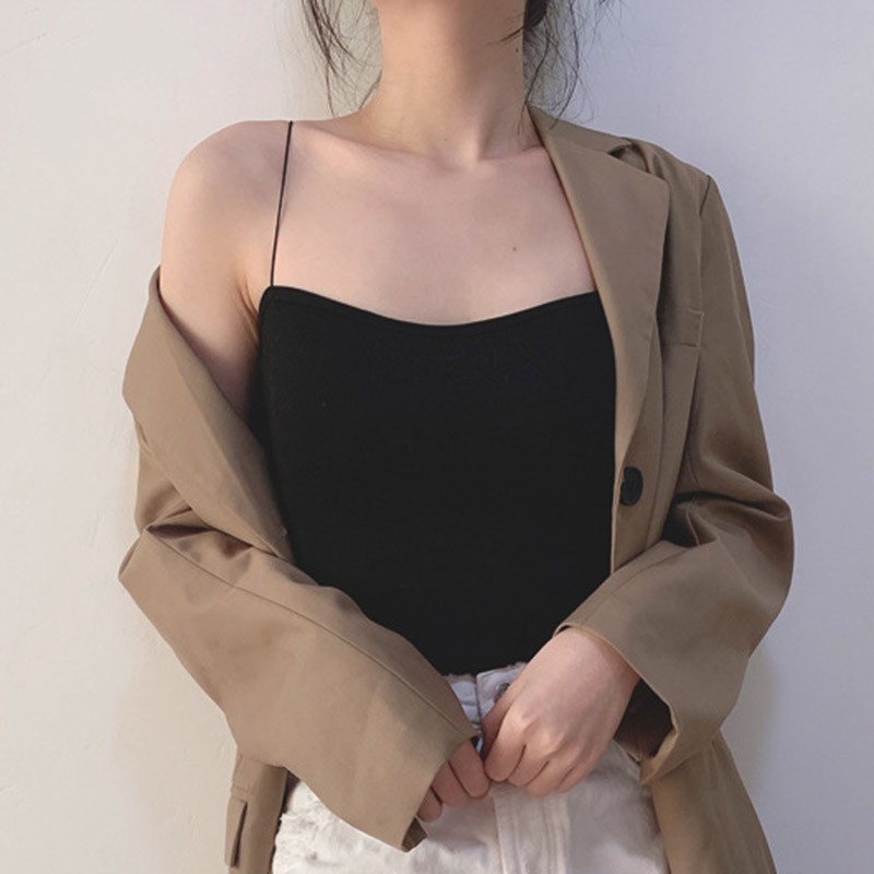 

Women Thin Strap Sling Tank Top Sexy Bra Top Breathable Chest Pad Wearing Underwear Beautiful Back Tube