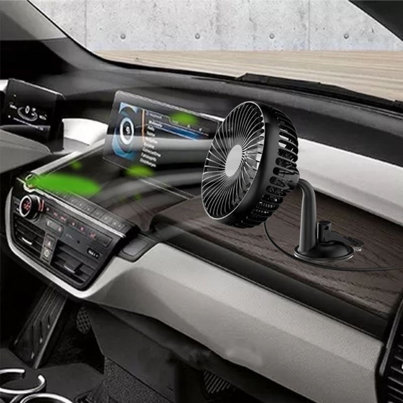 

Suction Cup Single Head 5.5 Inch Car Fan 12V24V Universal Large Wind Three Speed Control USB Car Fan