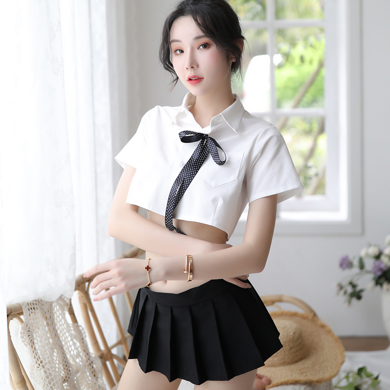 Cute Japanese Secretary Uniform Ol Sexy White Shirt Black Mini Skirt Underwear Role Playing