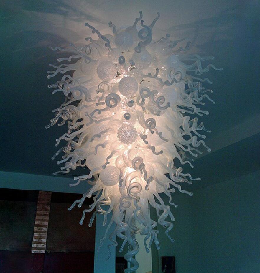 

Lamps Dining Room White Chandeliers Weddings LED Light Source Modern Hand Blown Glass Ceiling Lights for Home