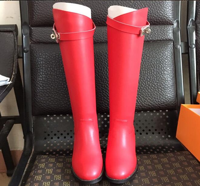 

Women winter kelly Knight boots Designer H Classic original Luxury ins hot Fashion Brand sexy OL Ladies flat Lock warm plush long Boot, Black