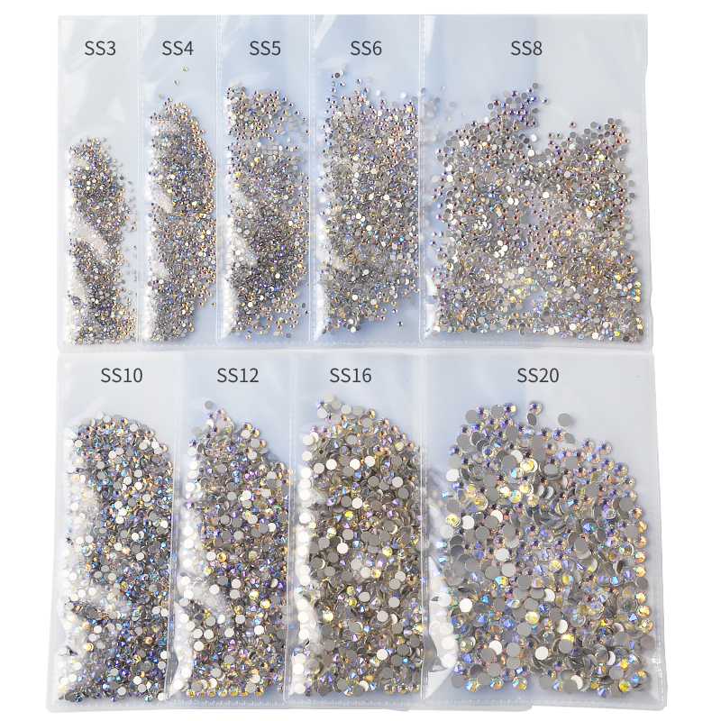 

1440pcs SS3-SS20 Starry AB Rhinestones For Nails 3d Flatback Glass Strass Non Hotfix Crystal Charm Nail Art Glitter Decorations