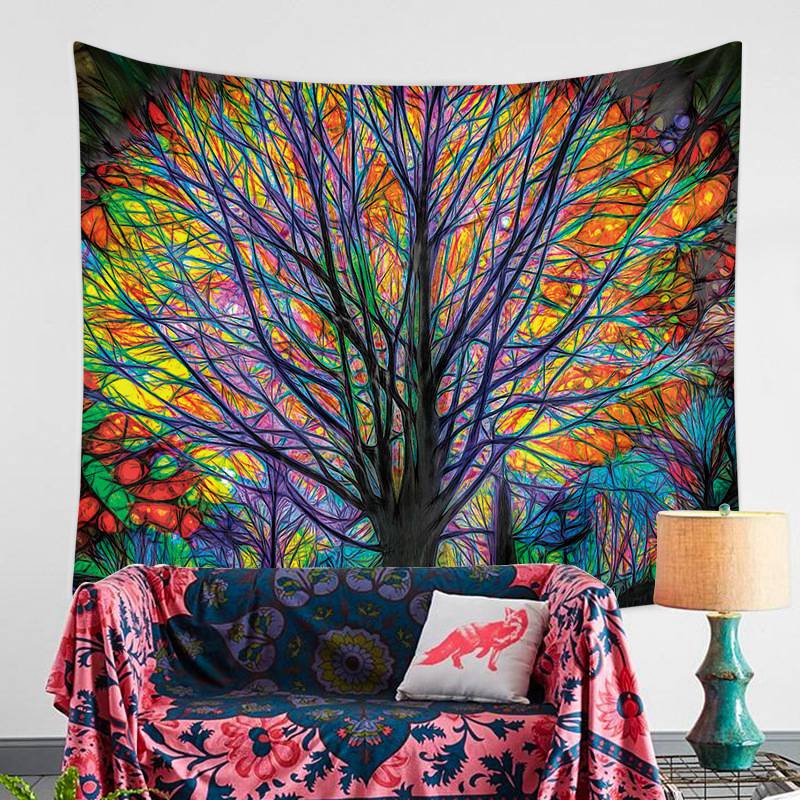 

Wall Tapestry Colorful Tree Printed Wall Hanging for Bedroom High Quality Polyester Tapestries Home Decor Boho Hippie 4 Sizes
