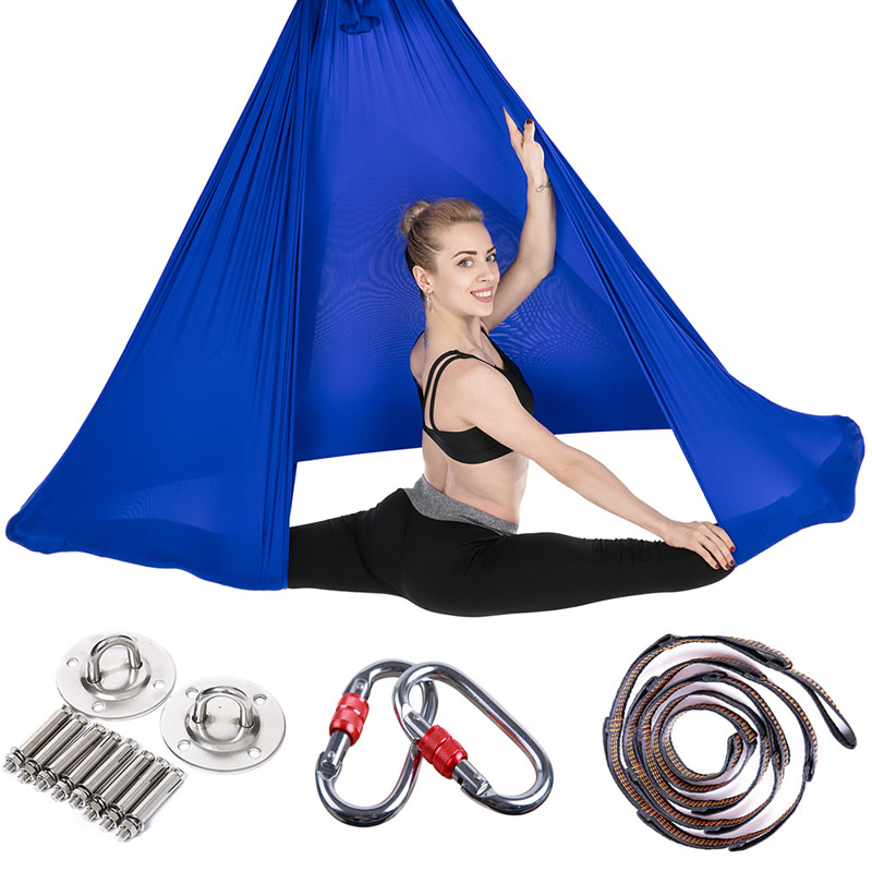 

6*2.8m Aerial Flying Yoga Hammock Swing Trapeze Anti-Gravity Inversion Yoga Belt Aerial Pilates Traction Device Full Set, Black