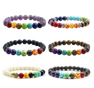 

2020 New 7 Chakra Bracelet Men Black Lava Healing Balance Beads Reiki Buddha Prayer Natural Stone Yoga Bracelet For Women WL1191
