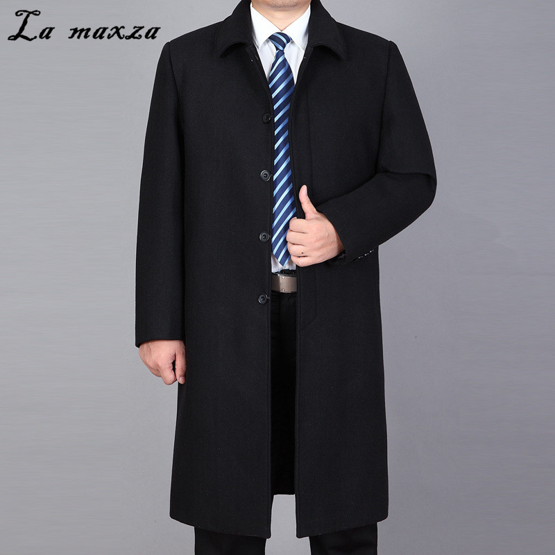 

2019 Winter New Arrival Turn-down Collar Black Coats for Men Smart Casual Slim Cashmere Coats