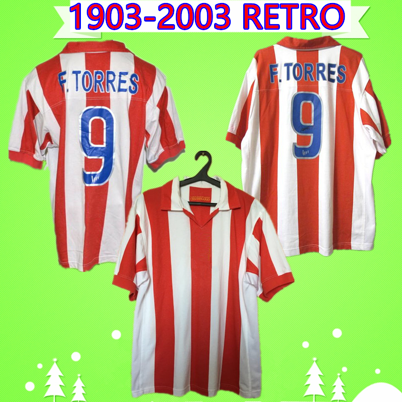 

1903 2003 Retro Soccer Jerseys HOME RED WHITE 9 F.TORRES 2002 2003 2004 vintage Camiseta de futbol 100th Anniversary Edition football shirt, Black;yellow