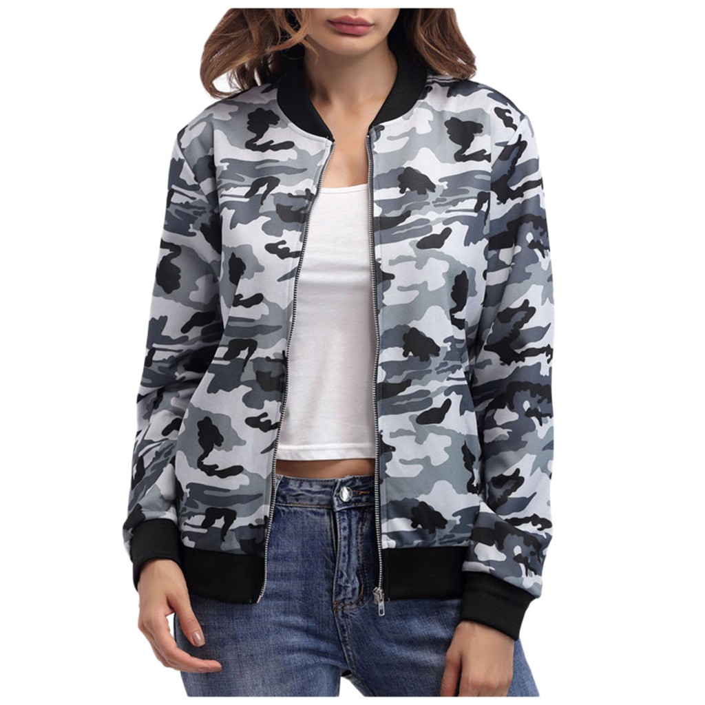 

Women' Slim Slimming Floral Print Zipper V-neck long-sleeved Jacket New Handsome BF Lazy Wind Fashion Jacket Outwear, Green