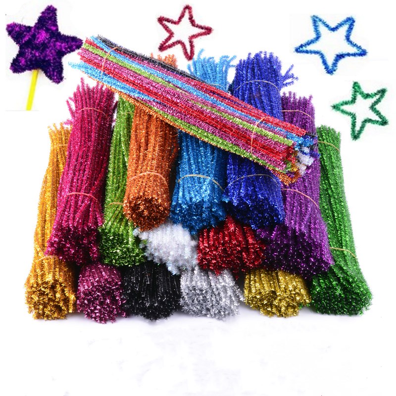 

30*0.6cm Flash Glitter Top Hair Root Crooked Stick Children Kindergarten Manual DIY Material Christmas Tree Party Decor 100pcs