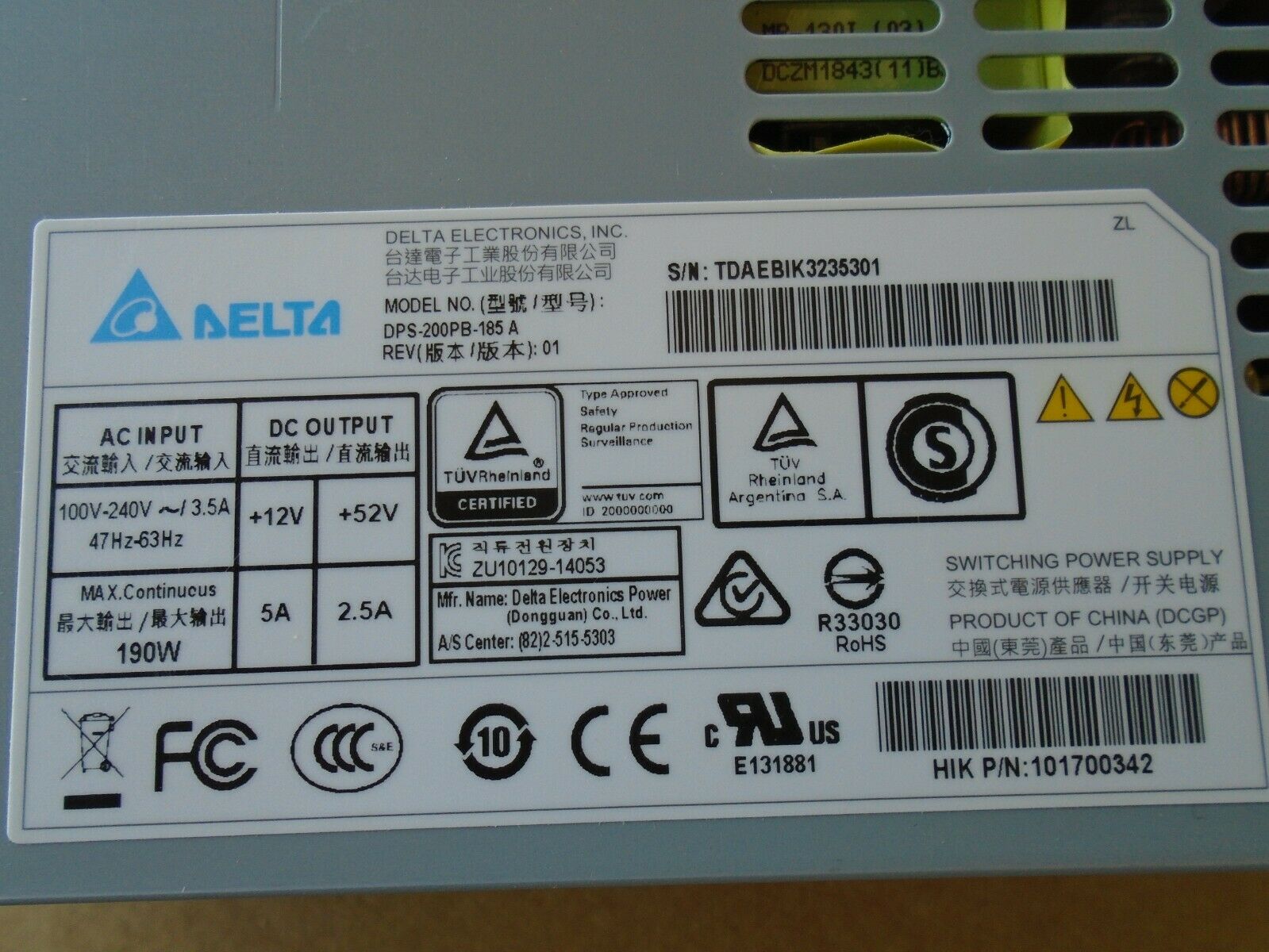 

Power Supply Switch Power DPS200PB-185 A DPS-200PB-185A DPS200PB 185 190W Power