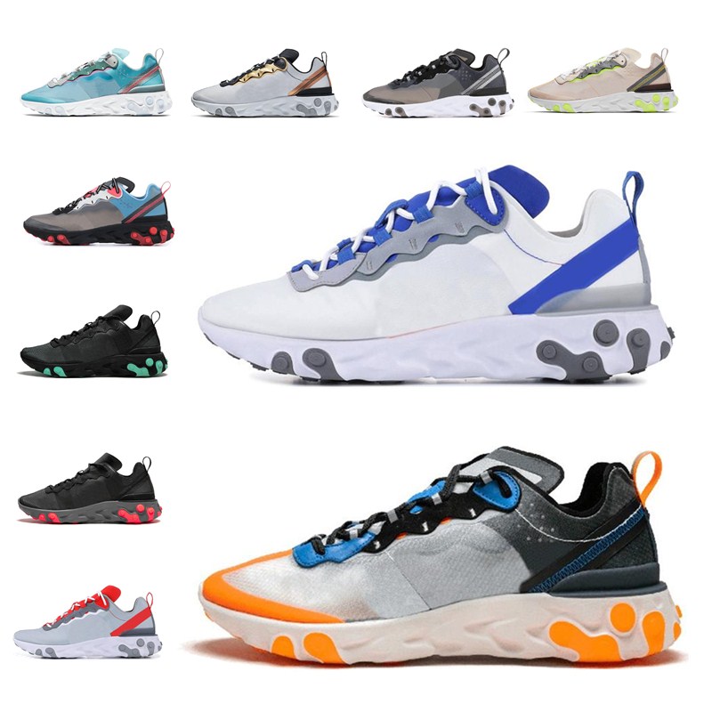 

2019 Epic React Element 87 casual shoes for men women white black NEPTUNE GREEN blue mens trainer designer breathable sports sneakers, Black green