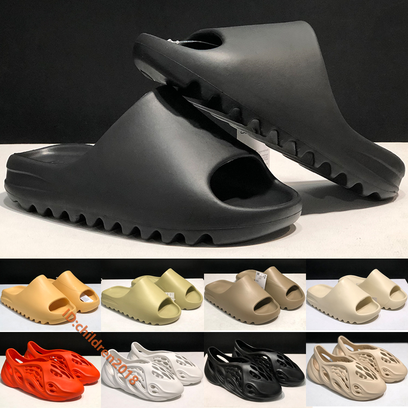 

Kanye West Originals Slide Men Women Slippers New Designer Desert Sand Bone Foam Runner Resin Earth Brown Black Outdoor Sandals Size 36-45, Black sandals