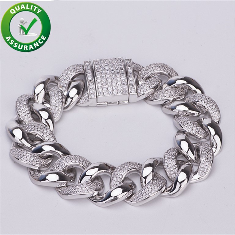 

Luxury Designer Bracelet Hip Hop Jewelry Men Women Iced Out Bracelets Diamond Chain Bangle Cuban Link Hiphop Bling Charm for Love 19MM 20CM