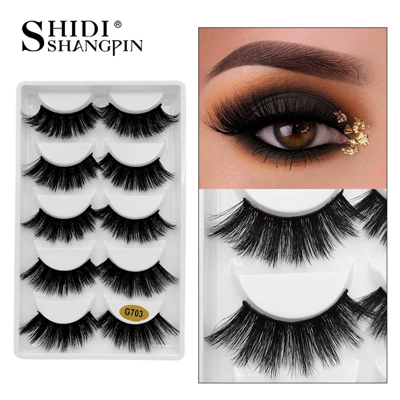 

SHIDISHANGPIN 5 Pairs Mink Eyelashes Hand Made 3D Mink Lashes False Eyelashes Natural Long Thick Eye Lashes Makeups wholesale Fake Lashes