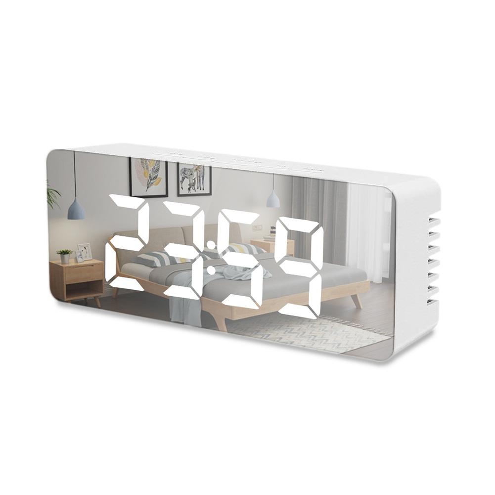

Mirror Alarm Clock USB Charging Multifunction Clear Digital Clock LED Display Brightness Adjustable Despertador