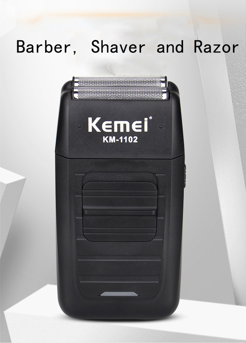 

Kemei KM-1102 Rechargeable Cordless Shaver for Men Twin Blade Reciprocating Beard Razor Face Care Multifunction Strong Trimmer