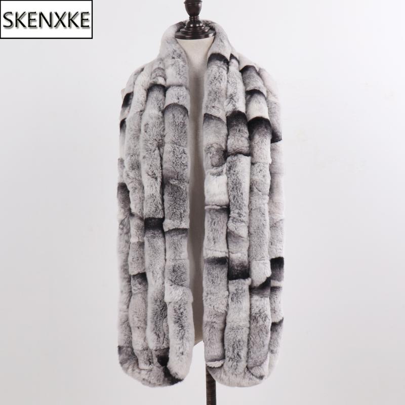 Winter Women Knitted Real Rex Fur Scarf Natural Soft Long Style Rex Fur Muffler Lady Warm 100% Genuine Scarves